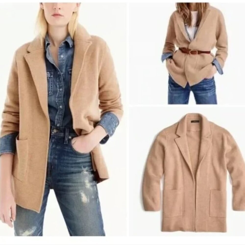 Women's J. Crew 365 Sophie Open-Front Sweater Blazer Camel Tan Size Small